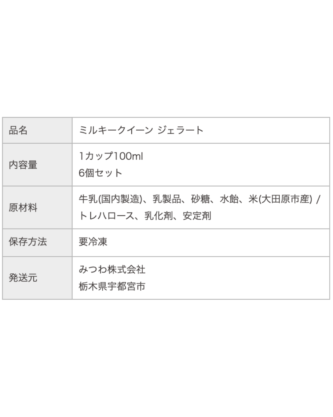 ミルキークイーン ジェラート 6個入